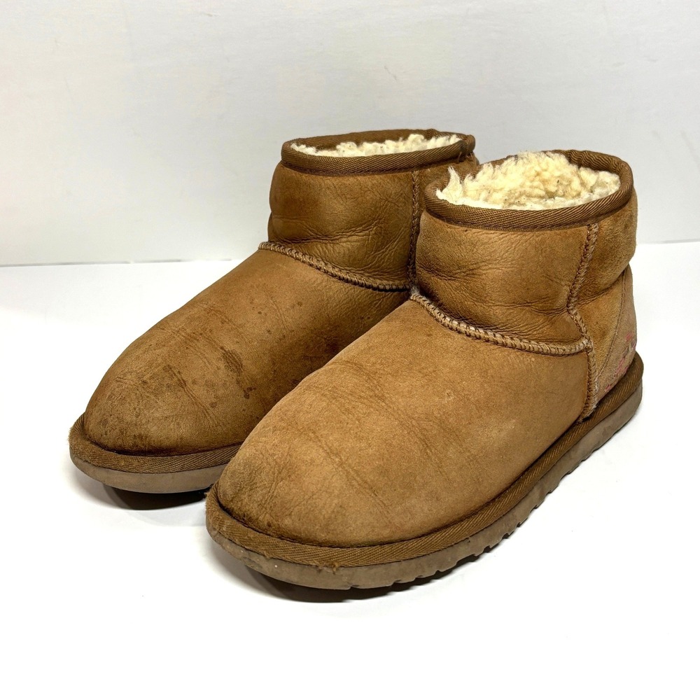 UGG Classic Mini Rustic Woven Boots Womens 6 Chestnut Embroidered 1009265 Boho